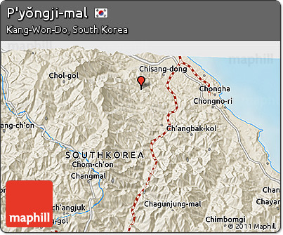 Shaded Relief 3D Map of P'yŏngji-mal