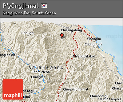 Shaded Relief 3D Map of P'yŏngji-mal