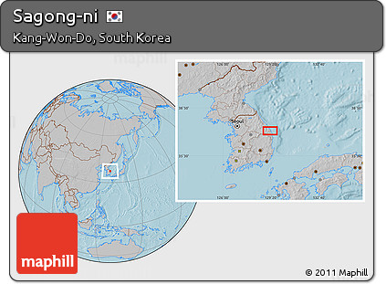 Gray Location Map of Sagong-ni, hill shading