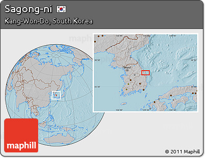 Gray Location Map of Sagong-ni, hill shading