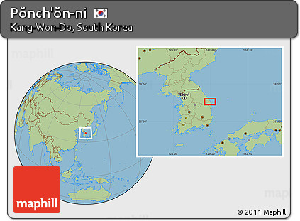 Savanna Style Location Map of Pŏnch'ŏn-ni