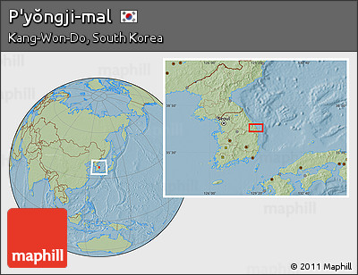 Savanna Style Location Map of P'yŏngji-mal, hill shading