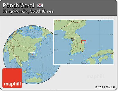 Savanna Style Location Map of Pŏnch'ŏn-ni