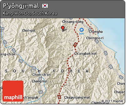 Shaded Relief Map of P'yŏngji-mal
