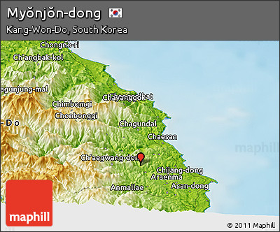 Physical Panoramic Map of Myŏnjŏn-dong