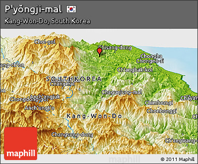 Physical Panoramic Map of P'yŏngji-mal