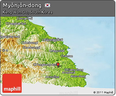 Physical Panoramic Map of Myŏnjŏn-dong