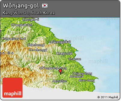 Physical Panoramic Map of Wŏnjang-gol