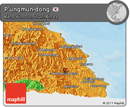 Political Panoramic Map of P'ungmun-dong