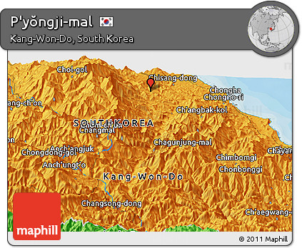 Political Panoramic Map of P'yŏngji-mal