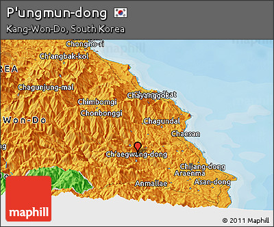 Political Panoramic Map of P'ungmun-dong