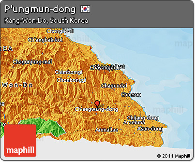 Political Panoramic Map of P'ungmun-dong