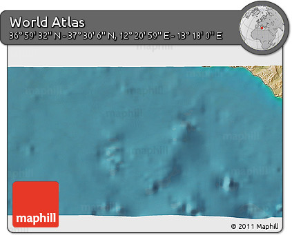 Satellite 3D Map of the Area around 37° 14' 49" N, 12° 49' 29" E