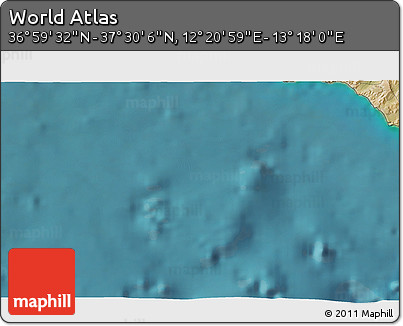 Satellite 3D Map of the Area around 37° 14' 49" N, 12° 49' 29" E