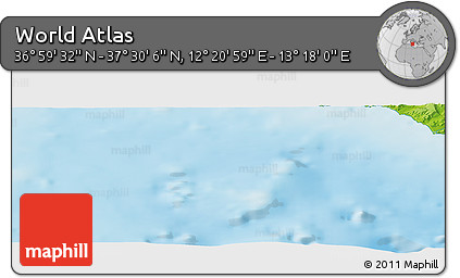 Physical Panoramic Map of the Area around 37° 14' 49" N, 12° 49' 29" E
