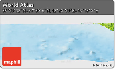 Physical Panoramic Map of the Area around 37° 14' 49" N, 12° 49' 29" E