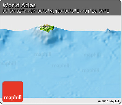 Physical 3D Map of the Area around 37° 14' 49" N, 130° 58' 29" E
