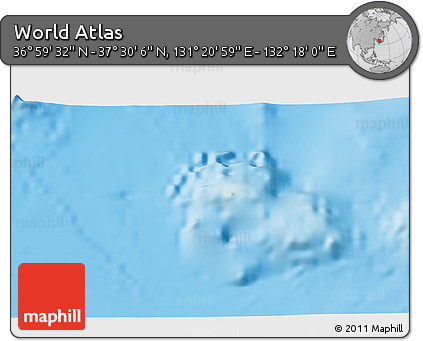 Physical 3D Map of the Area around 37° 14' 49" N, 131° 49' 29" E