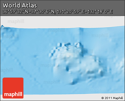 Physical 3D Map of the Area around 37° 14' 49" N, 131° 49' 29" E