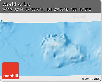 Physical 3D Map of the Area around 37° 14' 49" N, 131° 49' 29" E