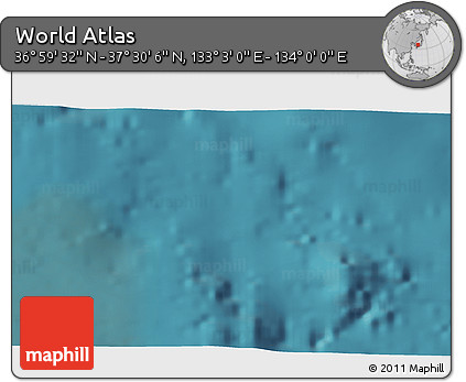 Satellite 3D Map of the Area around 37° 14' 49" N, 133° 31' 30" E