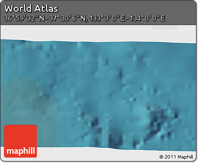 Satellite 3D Map of the Area around 37° 14' 49" N, 133° 31' 30" E