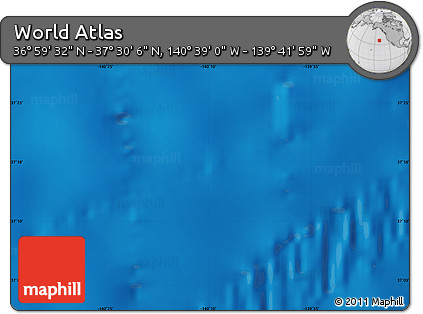 Shaded Relief Map of the Area around 37° 14' 49" N, 140° 10' 30" W