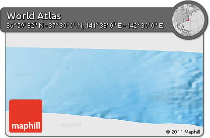 Physical Panoramic Map of the Area around 37° 14' 49" N, 142° 1' 30" E