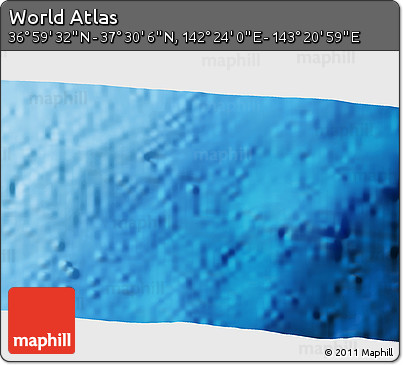 Physical 3D Map of the Area around 37° 14' 49" N, 142° 52' 30" E
