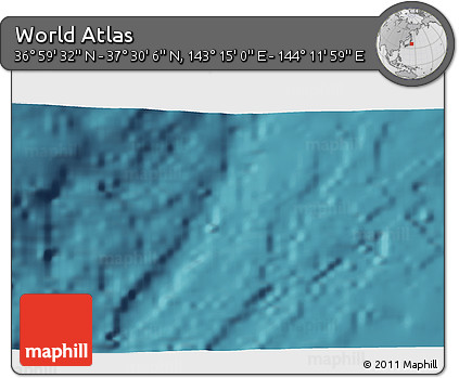 Satellite 3D Map of the Area around 37° 14' 49" N, 143° 43' 29" E