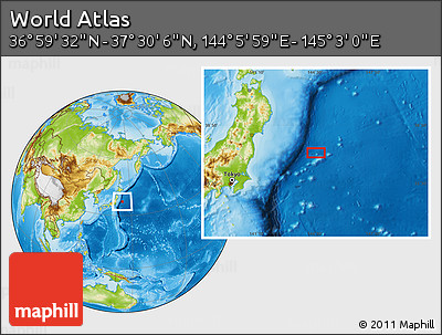Physical Location Map of the Area around 37° 14' 49" N, 144° 34' 29" E