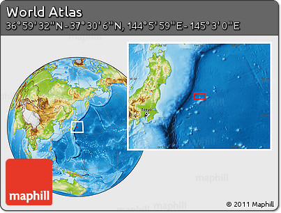 Physical Location Map of the Area around 37° 14' 49" N, 144° 34' 29" E