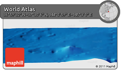 Physical Panoramic Map of the Area around 37° 14' 49" N, 144° 34' 29" E