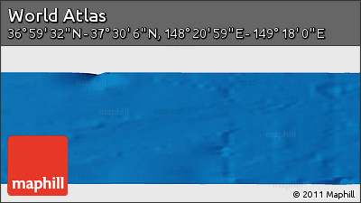 Physical Panoramic Map of the Area around 37° 14' 49" N, 148° 49' 29" E