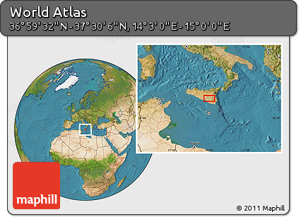 Satellite Location Map of the Area around 37° 14' 49" N, 14° 31' 30" E