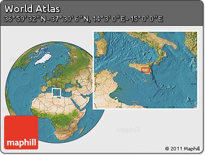 Satellite Location Map of the Area around 37° 14' 49" N, 14° 31' 30" E