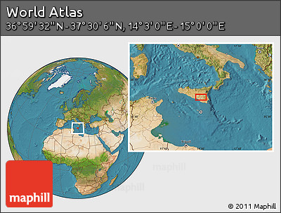 Satellite Location Map of the Area around 37° 14' 49" N, 14° 31' 30" E