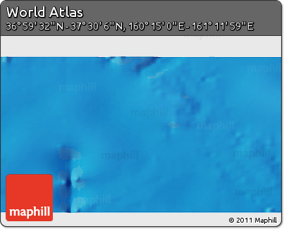 Physical 3D Map of the Area around 37° 14' 49" N, 160° 43' 29" E