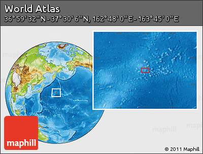 Physical Location Map of the Area around 37° 14' 49" N, 163° 16' 30" E