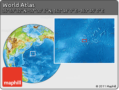 Physical Location Map of the Area around 37° 14' 49" N, 163° 16' 30" E