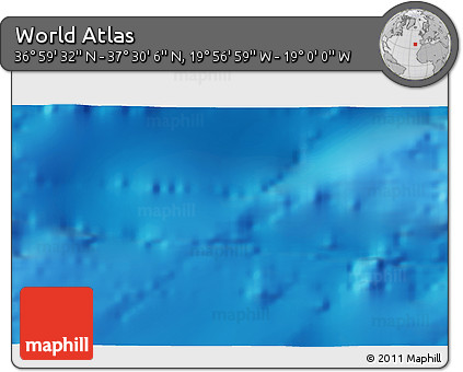Physical 3D Map of the Area around 37° 14' 49" N, 19° 28' 30" W