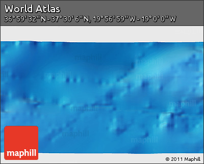 Physical 3D Map of the Area around 37° 14' 49" N, 19° 28' 30" W