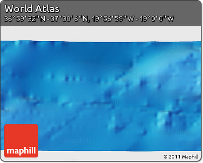 Physical 3D Map of the Area around 37° 14' 49" N, 19° 28' 30" W