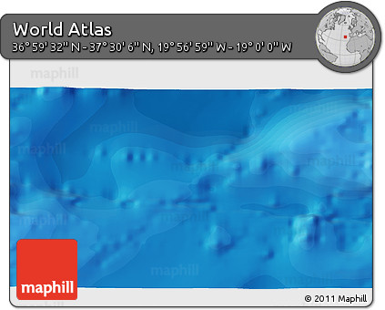 Political 3D Map of the Area around 37° 14' 49" N, 19° 28' 30" W