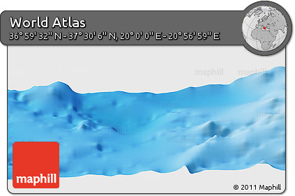 Physical Panoramic Map of the Area around 37° 14' 49" N, 20° 28' 30" E