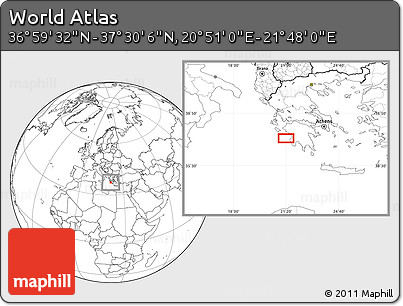 Blank Location Map of the Area around 37° 14' 49" N, 21° 19' 30" E