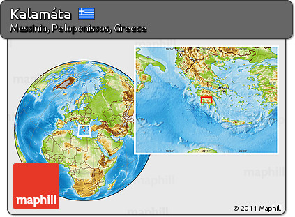 Physical Location Map of Kalamáta