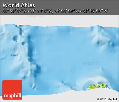 Physical 3D Map of the Area around 37° 14' 49" N, 25° 25' 29" W