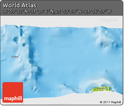 Physical 3D Map of the Area around 37° 14' 49" N, 25° 25' 29" W