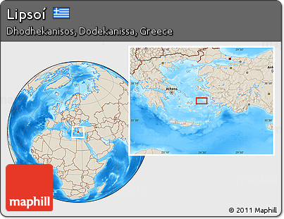 Shaded Relief Location Map of Lipsoí